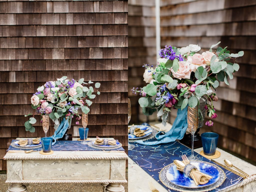 Styled elopement reception table details