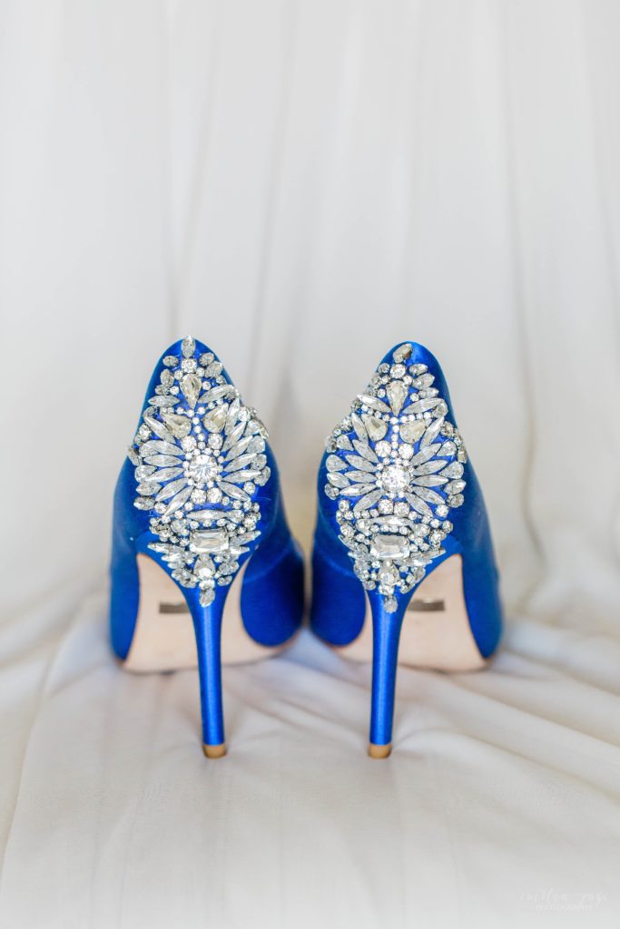 Blue high heels for wedding day