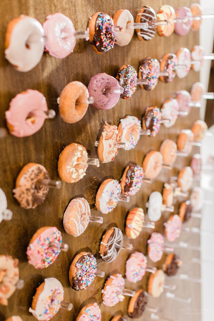 Donut wall for wedding dessert
