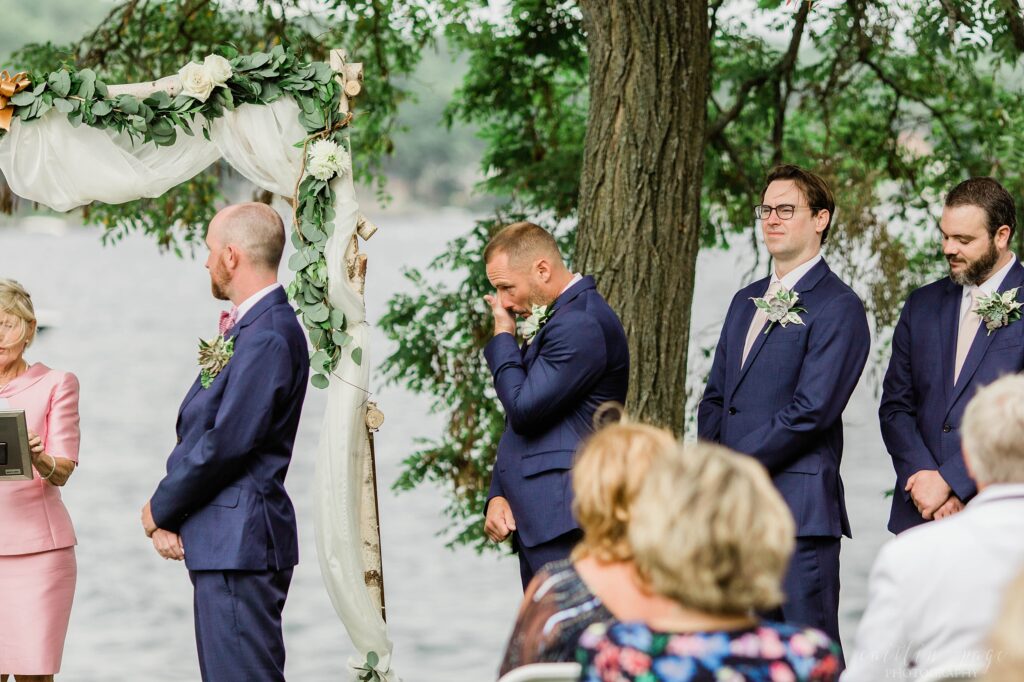 Best Man crying during wedding ceremony