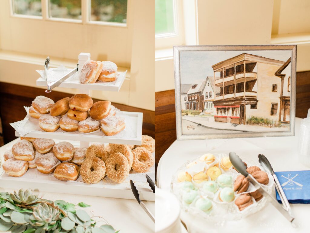 Donut bar at wedding reception