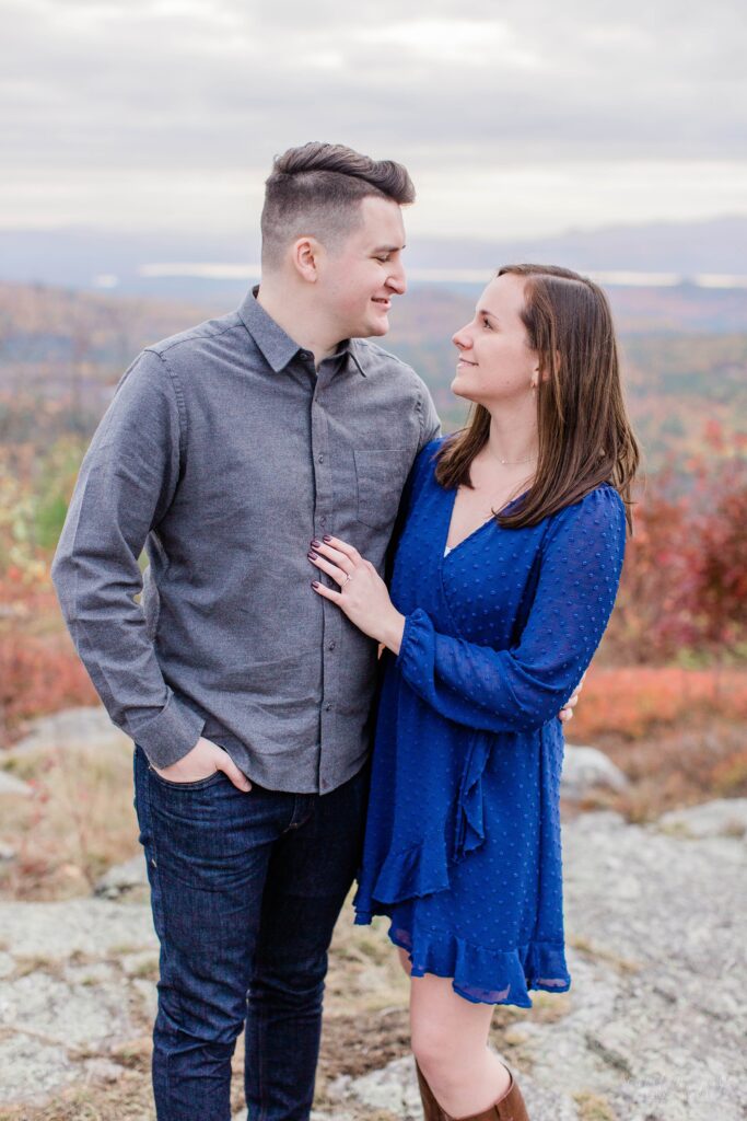 Couple standing together looking at each other