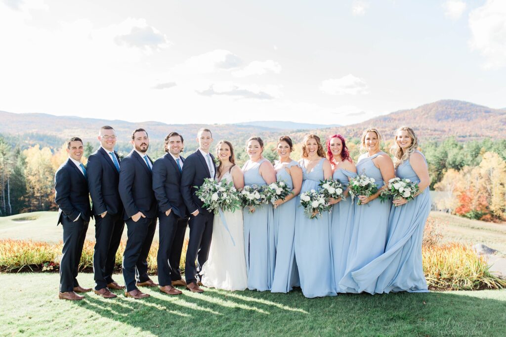 Bridal party standing together at Owl's Nest Resort