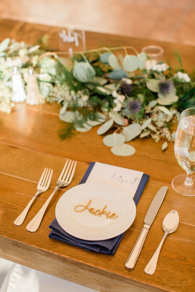 Place settings with hand carved names