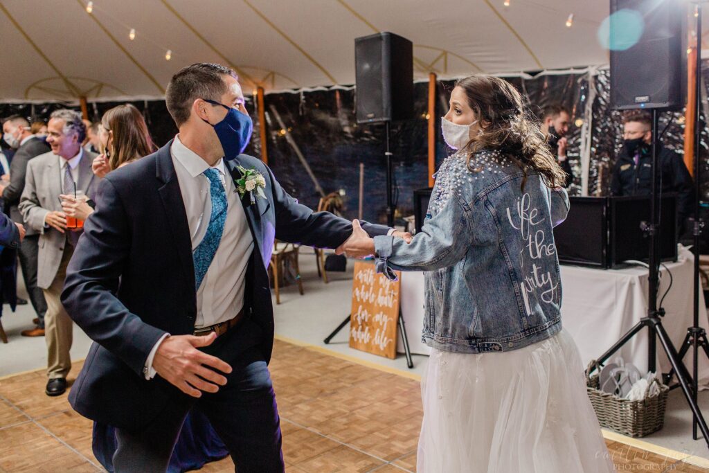Guests dancing at wedding reception at Owl's Nest