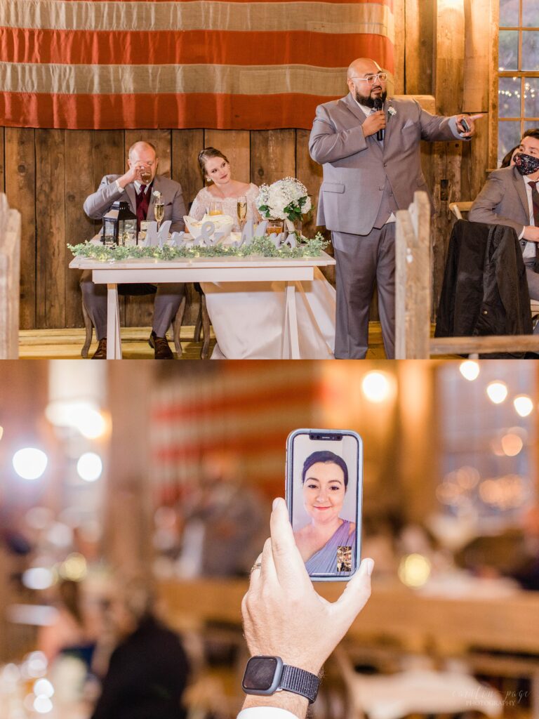Best man giving toast to bride and groom