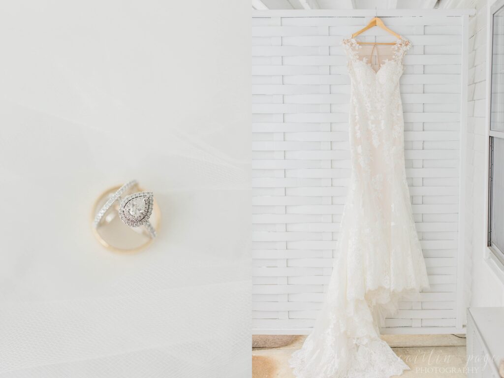 Wedding dress and wedding rings