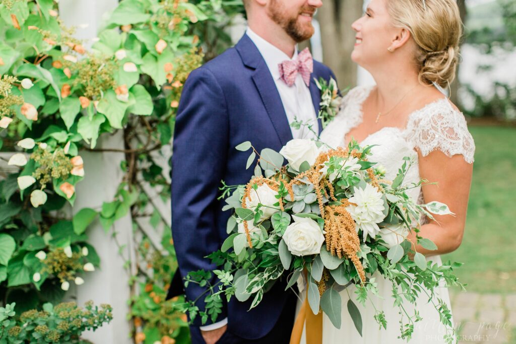 Bride and groom portrait at Church Landing