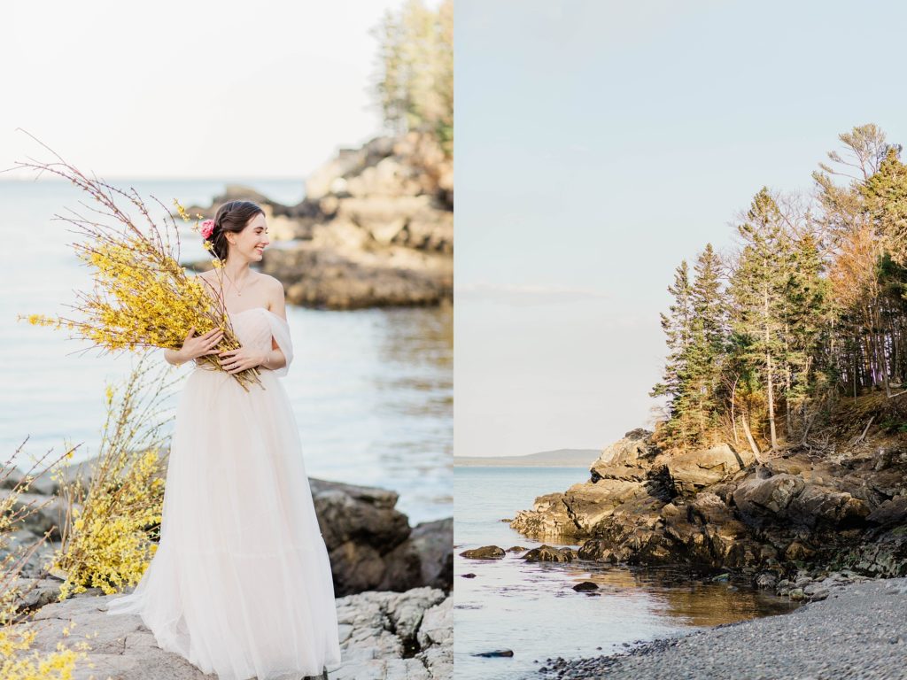 Elegant Boho Oceanside Wedding in Acadia National Park