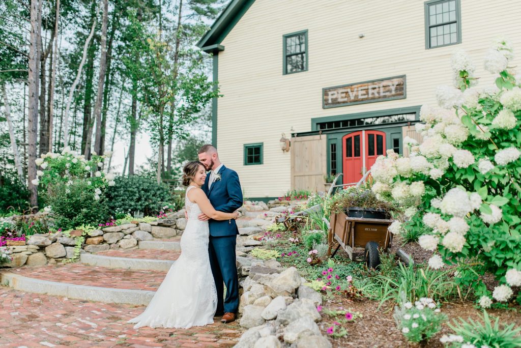 Bright summer greenhouse wedding with barn reception at Barn on the Pemi