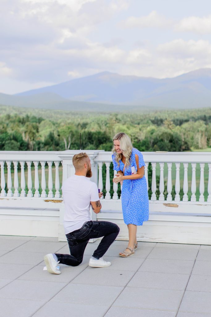 Summer wedding proposal at The Omni Mount Washington Hotel