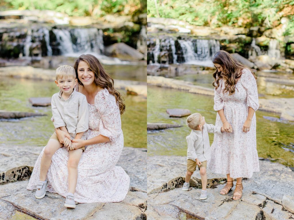 Summer family session at Jackson Falls in New Hampshire