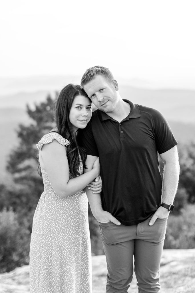 Summer mountaintop engagement session Foss Mountain