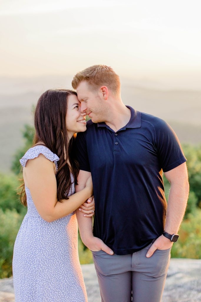 Summer mountaintop engagement session Foss Mountain