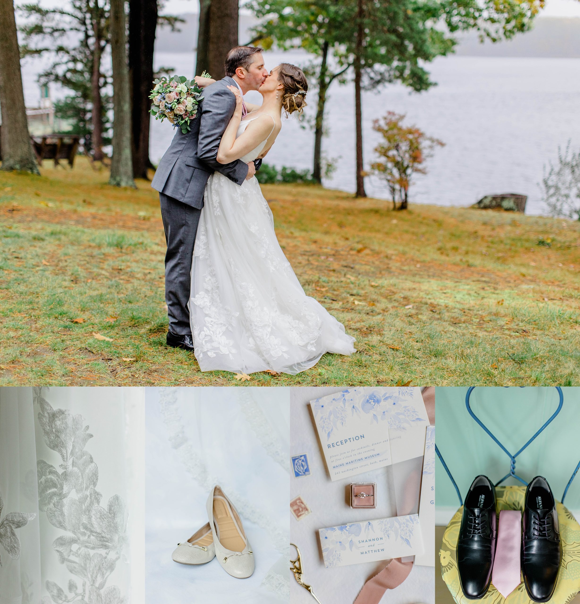 Classic late fall wedding at Maine Maritime Museum in Bath Maine