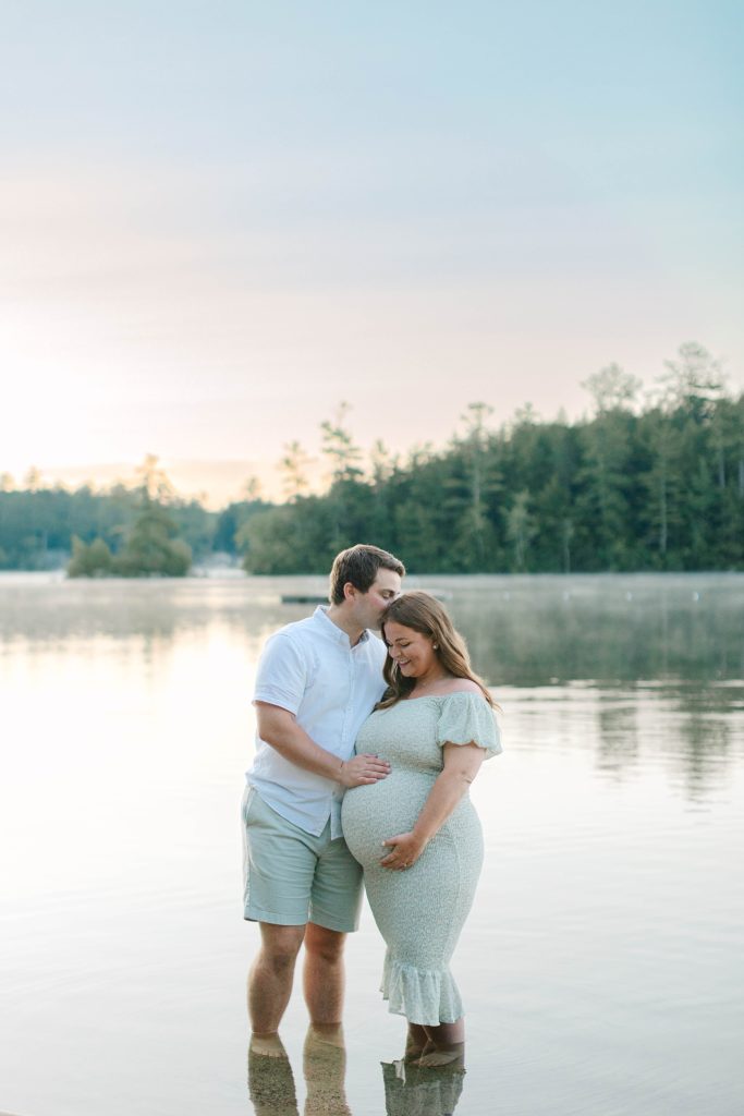 Summer Sunrise Maternity Session at Lake Winnipesaukee New Hampshire Caitlin Page Photography