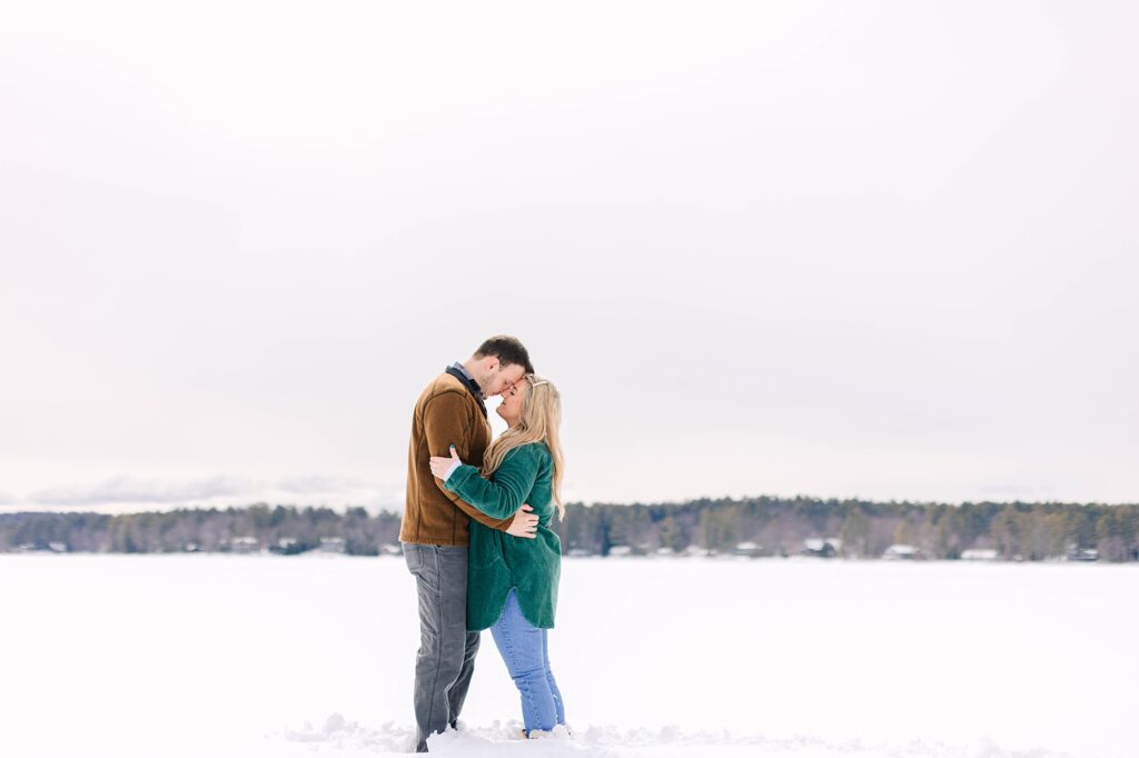 Winter Lakeside Engagement Session Wolfeboro New Hampshire Caitlin Page Photography