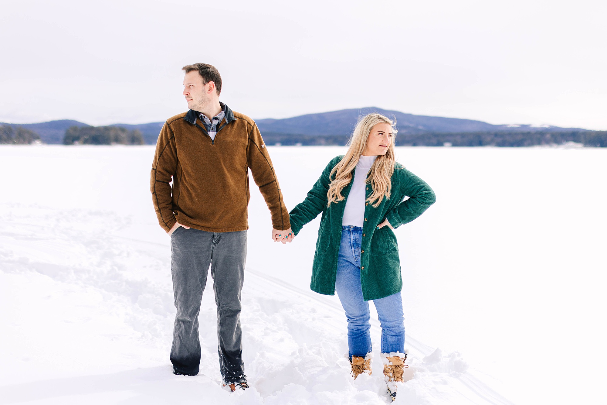 Winter Lakeside Engagement Session Wolfeboro New Hampshire Caitlin Page Photography