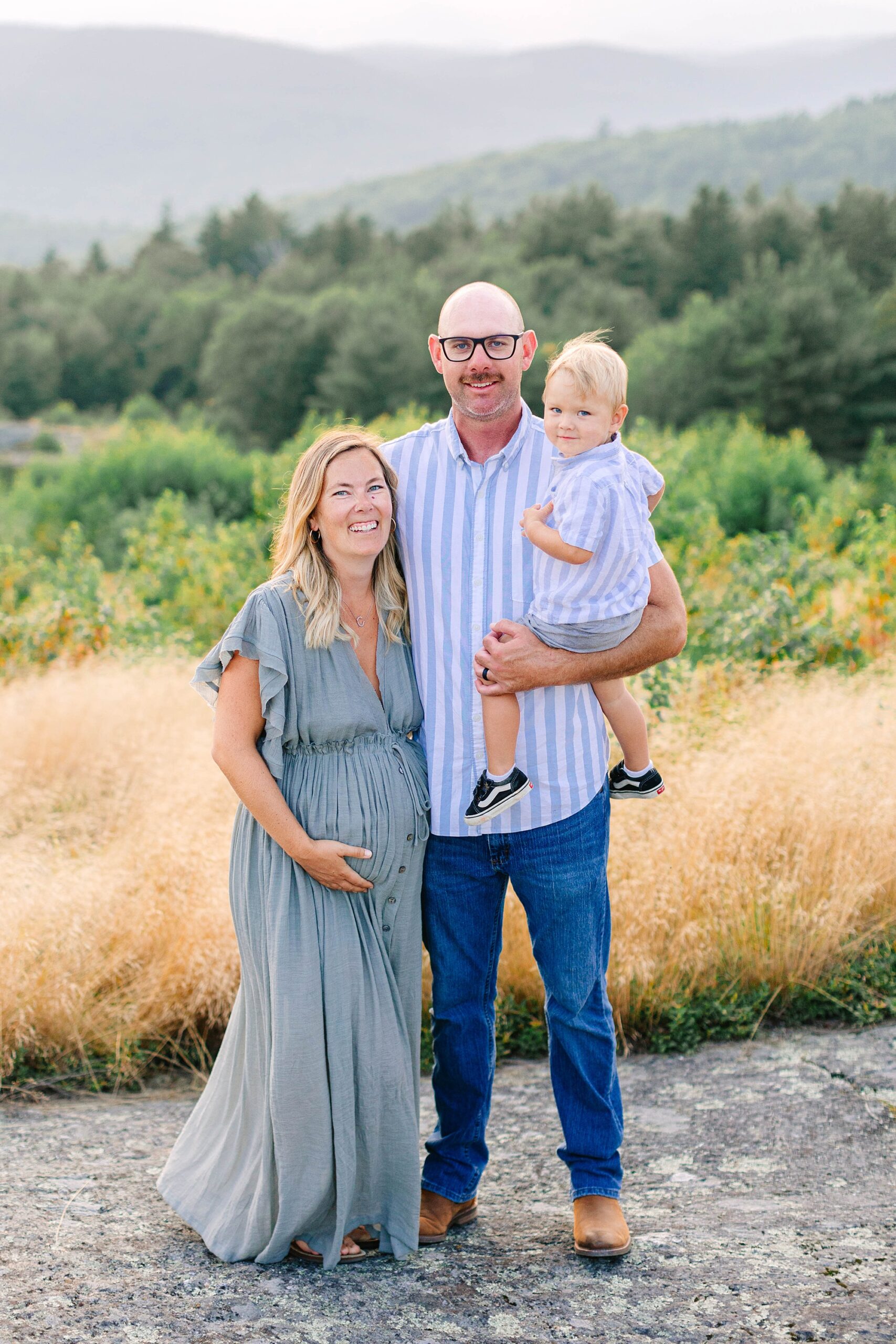 Foss Mountain Summer Maternity Family Photos New Hampshire Caitlin Page Photography