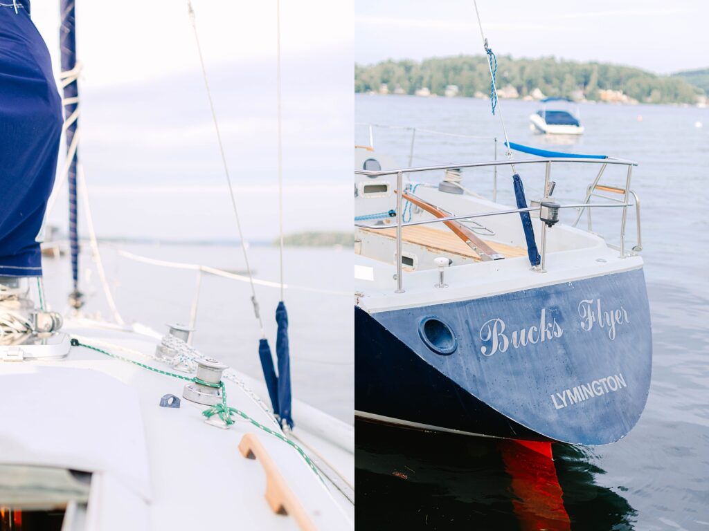 Lake Winnipesaukee Sailboat Engagement Photos New Hampshire Caitlin Page Photography