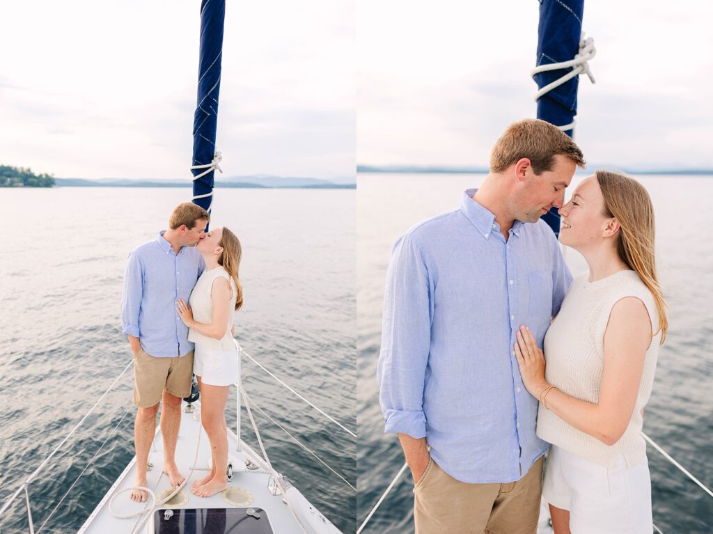 Lake Winnipesaukee Sailboat Engagement Photos New Hampshire Caitlin Page Photography