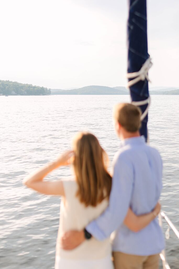 Lake Winnipesaukee Sailboat Engagement Photos New Hampshire Caitlin Page Photography