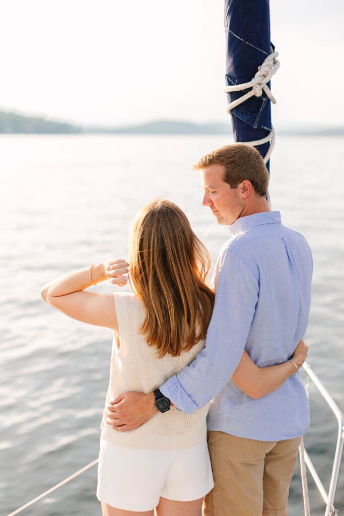 Lake Winnipesaukee Sailboat Engagement Photos New Hampshire Caitlin Page Photography