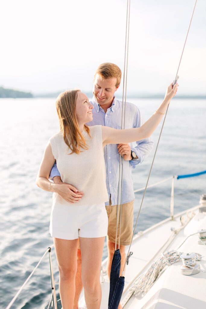 Lake Winnipesaukee Sailboat Engagement Photos New Hampshire Caitlin Page Photography