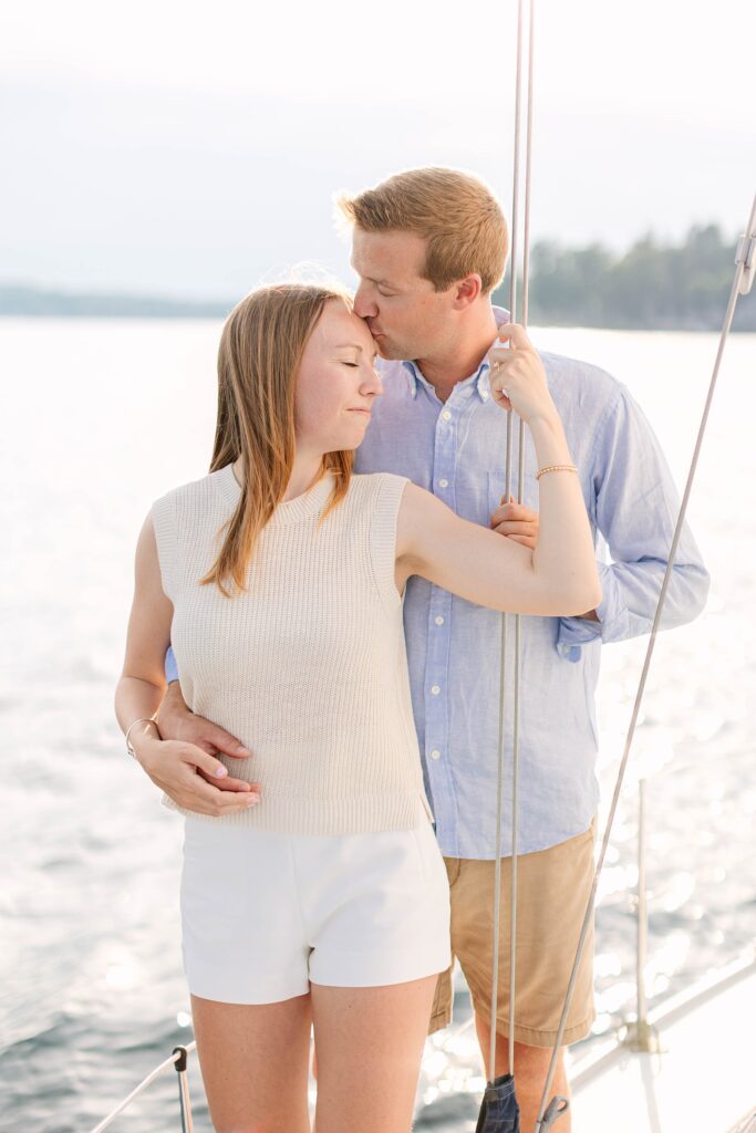 Lake Winnipesaukee Sailboat Engagement Photos New Hampshire Caitlin Page Photography