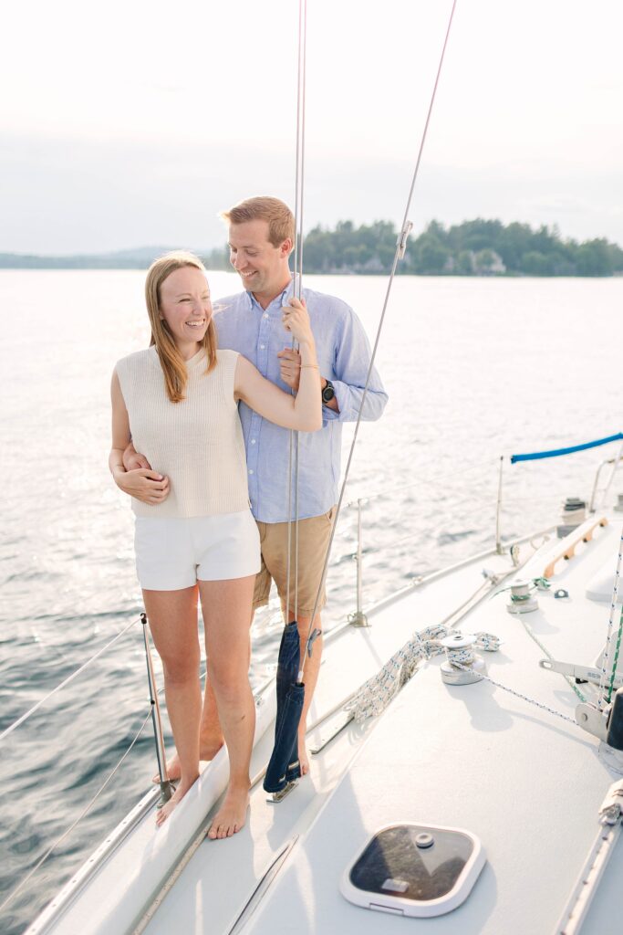 Lake Winnipesaukee Sailboat Engagement Photos New Hampshire Caitlin Page Photography