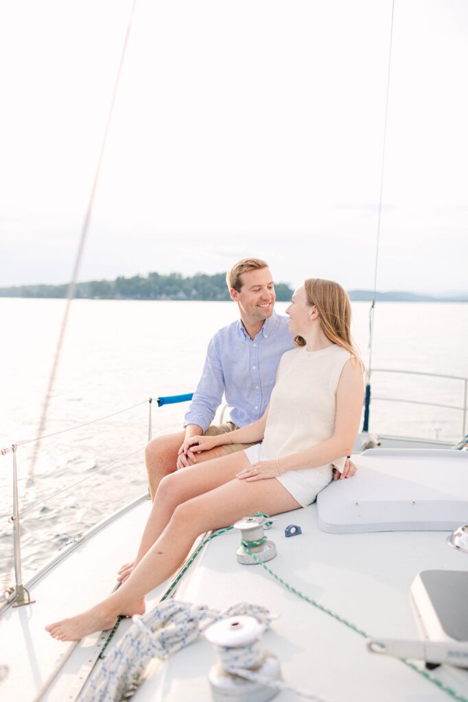 Lake Winnipesaukee Sailboat Engagement Photos New Hampshire Caitlin Page Photography