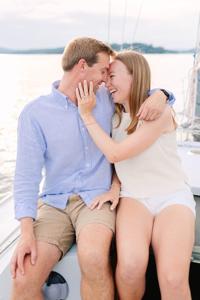 Lake Winnipesaukee Sailboat Engagement Photos New Hampshire Caitlin Page Photography