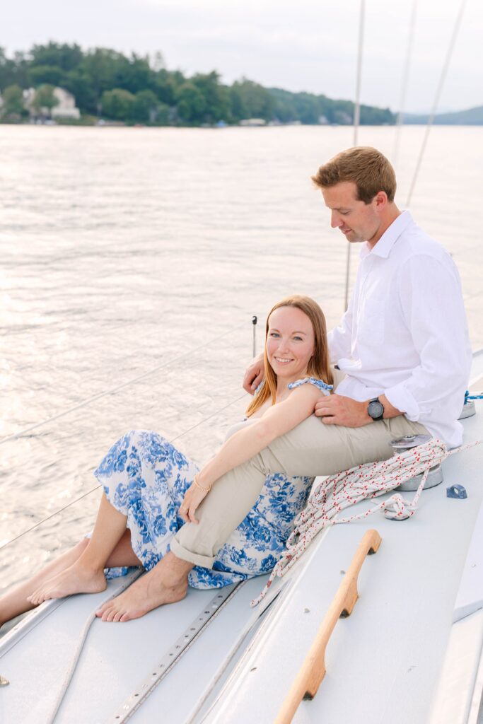 Lake Winnipesaukee Sailboat Engagement Photos New Hampshire Caitlin Page Photography