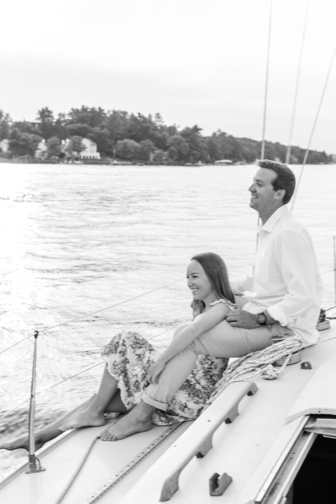 Lake Winnipesaukee Sailboat Engagement Photos New Hampshire Caitlin Page Photography