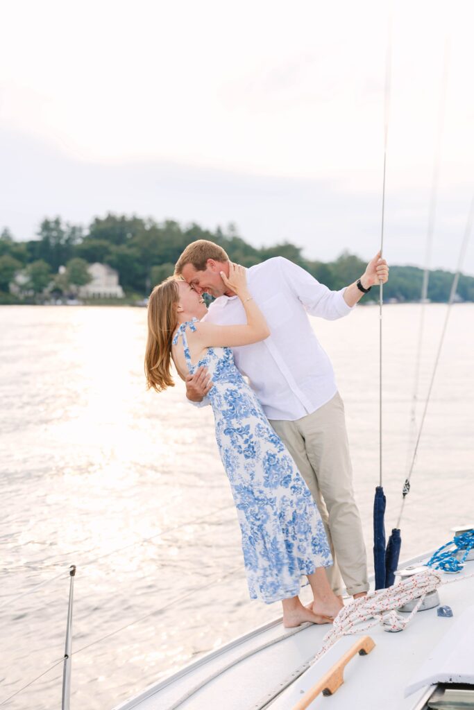 Lake Winnipesaukee Sailboat Engagement Photos New Hampshire Caitlin Page Photography