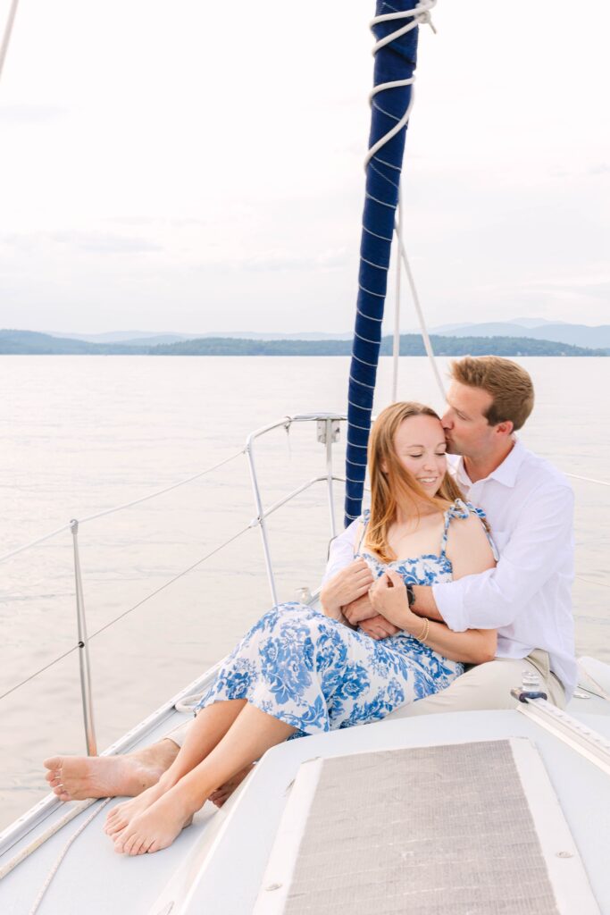 Lake Winnipesaukee Sailboat Engagement Photos New Hampshire Caitlin Page Photography