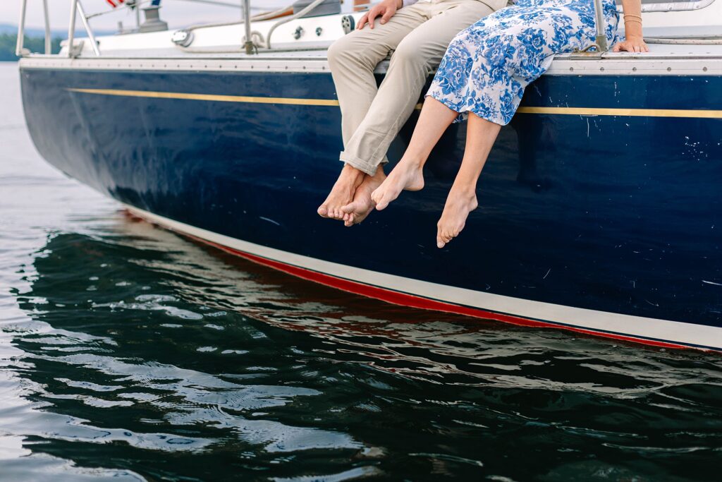 Lake Winnipesaukee Sailboat Engagement Photos New Hampshire Caitlin Page Photography