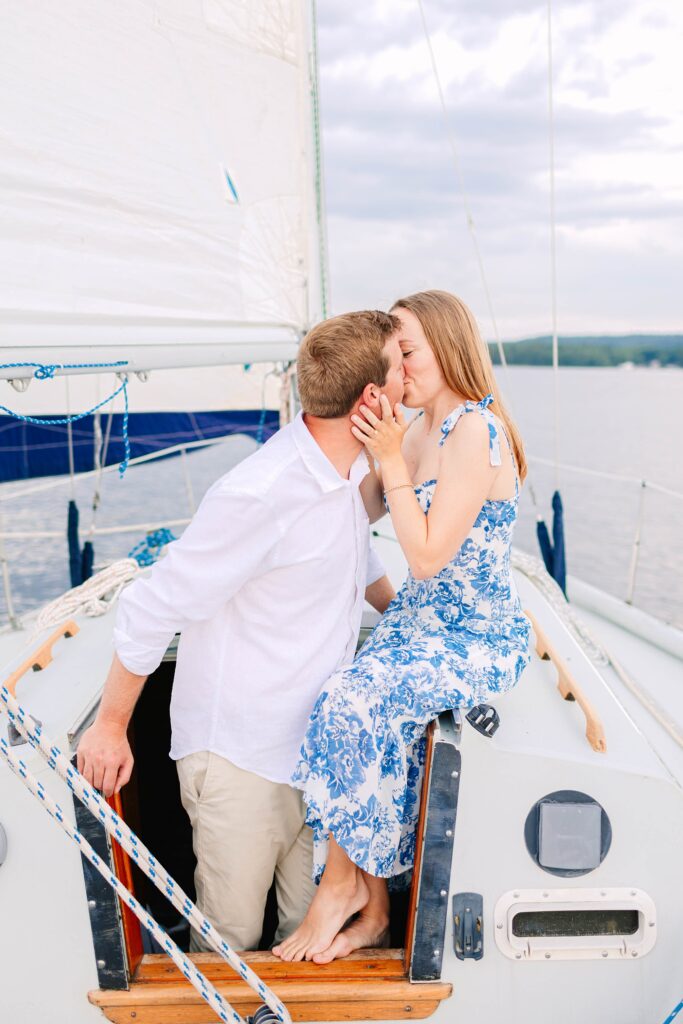 Lake Winnipesaukee Sailboat Engagement Photos New Hampshire Caitlin Page Photography