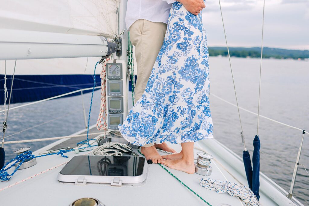 Lake Winnipesaukee Sailboat Engagement Photos New Hampshire Caitlin Page Photography