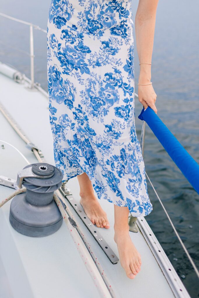 Lake Winnipesaukee Sailboat Engagement Photos New Hampshire Caitlin Page Photography