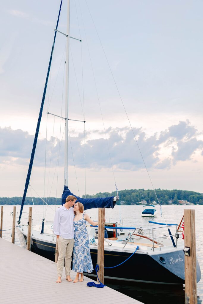 Lake Winnipesaukee Sailboat Engagement Photos New Hampshire Caitlin Page Photography